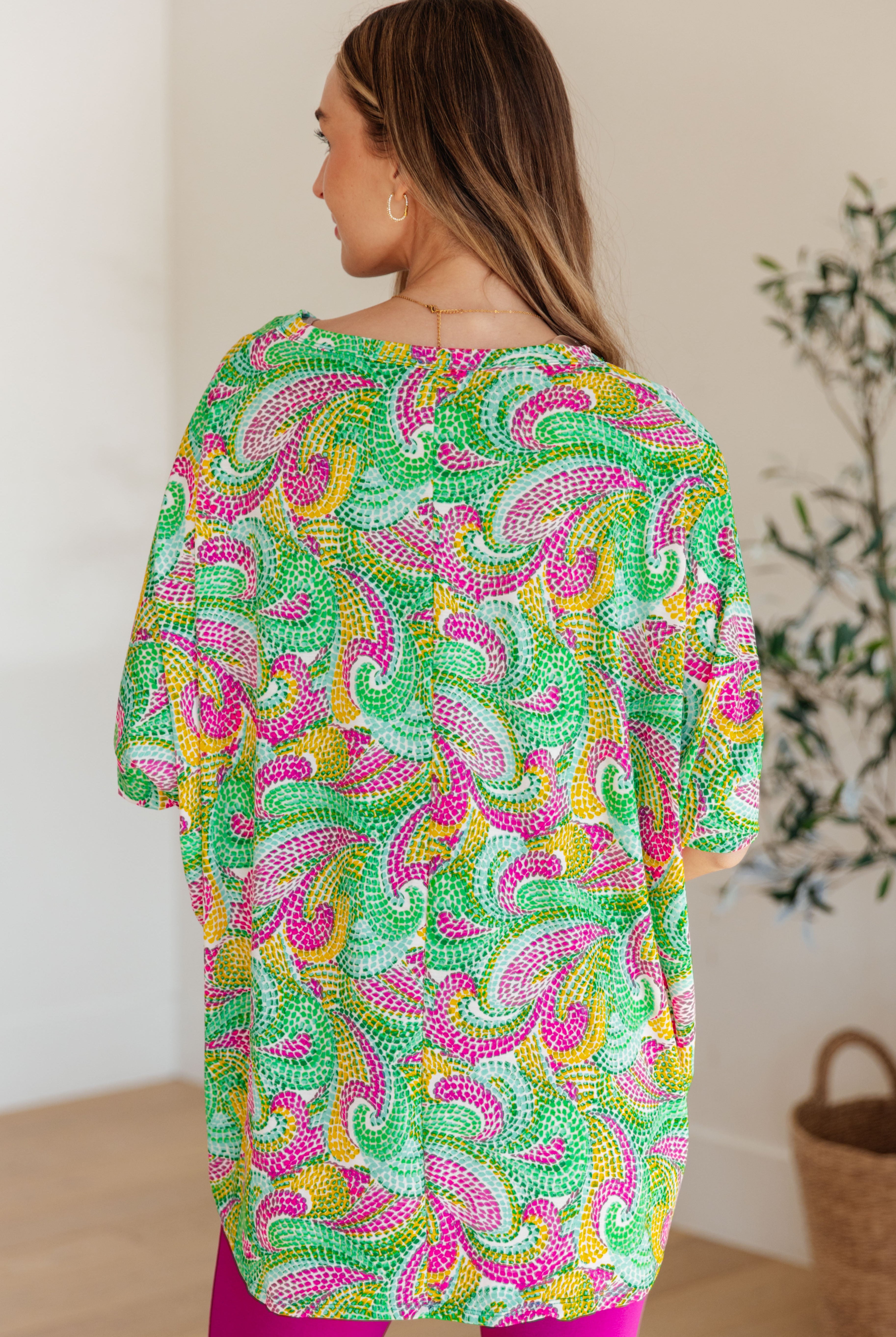 Essential Blouse in Painted Green and Pink-Womens-Ave Shops-Urban Threadz Boutique, Women's Fashion Boutique in Saugatuck, MI