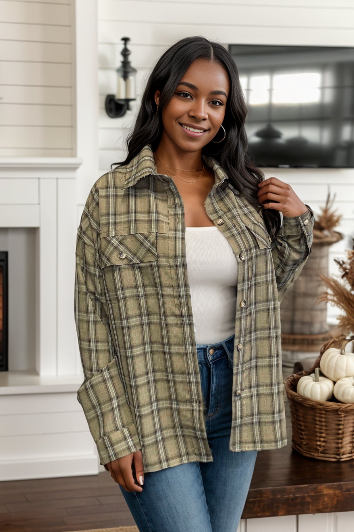 Faith In Fall Plaid - Button Down-Long Sleeves-Boutique Simplified-Urban Threadz Boutique, Women's Fashion Boutique in Saugatuck, MI