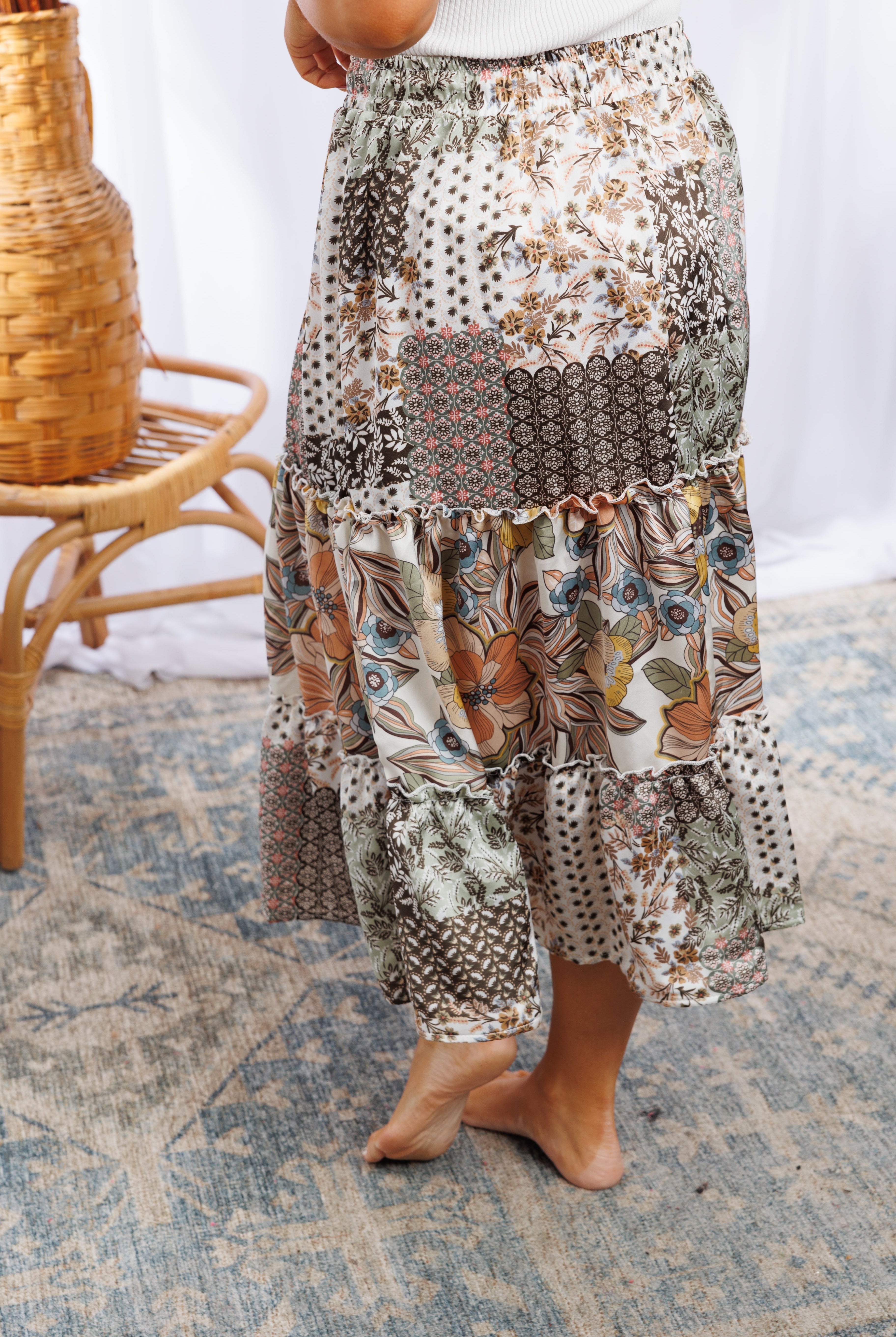 Floral Patches - Midi Skirt-Boutique Simplified-Urban Threadz Boutique, Women's Fashion Boutique in Saugatuck, MI