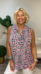 Lizzy Tank Top in Grey and Pink Leopard-Tops-Ave Shops-Urban Threadz Boutique, Women's Fashion Boutique in Saugatuck, MI
