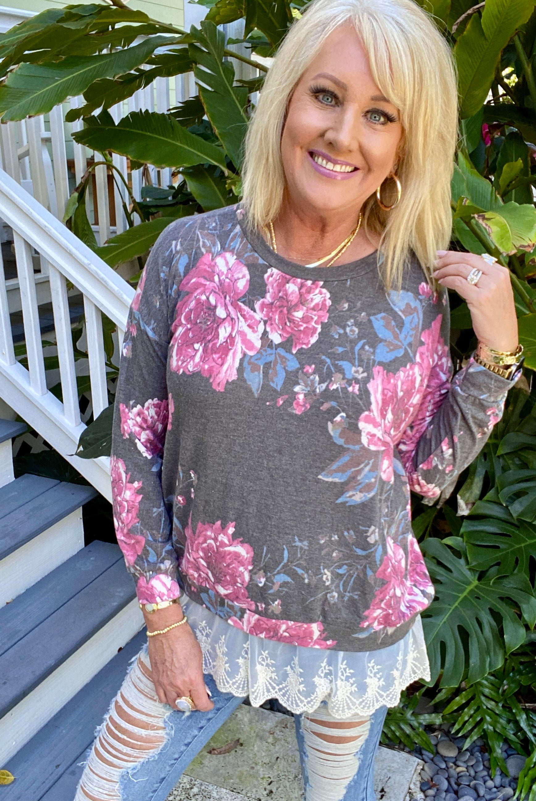 Trimmed In Lace - Pullover-Sweaters-OOTD Boutique Simplified-Urban Threadz Boutique, Women's Fashion Boutique in Saugatuck, MI