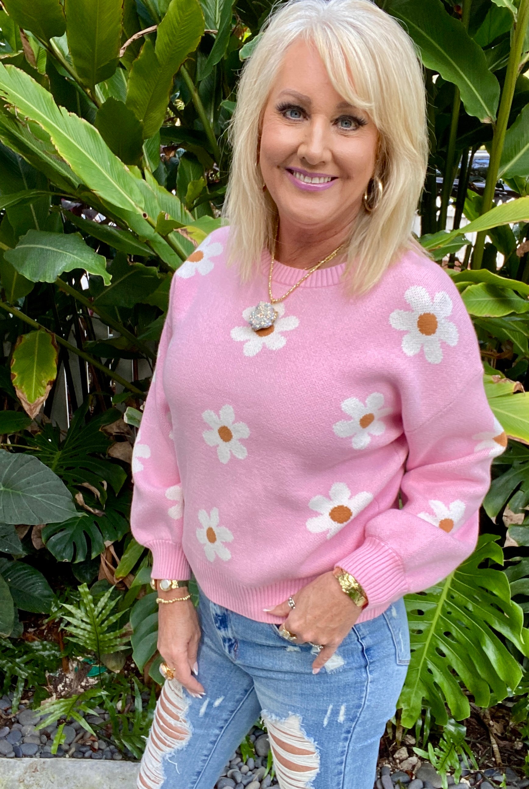 Don't Worry About a Thing Floral Sweater-Tops-Ave Shops-Urban Threadz Boutique, Women's Fashion Boutique in Saugatuck, MI