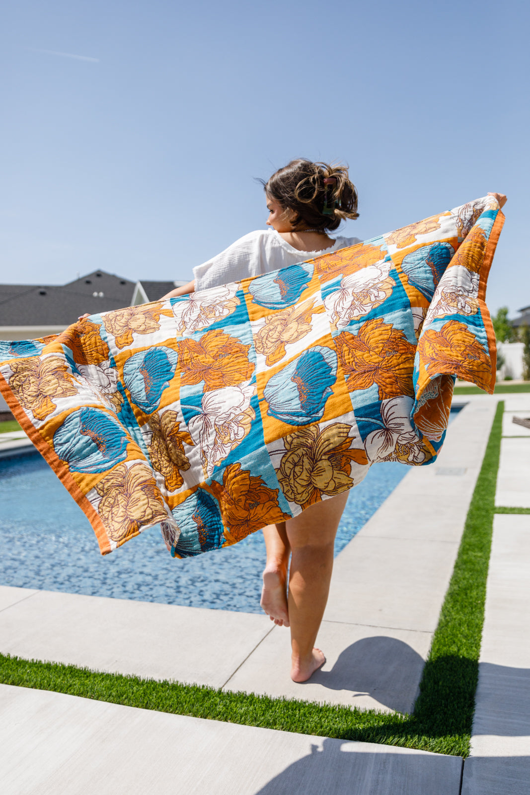 Luxury Beach Towel in Block Floral-Beach Towels-Ave Shops-Urban Threadz Boutique, Women's Fashion Boutique in Saugatuck, MI