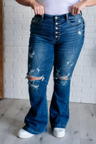 Gabriella Mid Rise Distressed Button Fly Flare-Jeans-Ave Shops-Urban Threadz Boutique, Women's Fashion Boutique in Saugatuck, MI