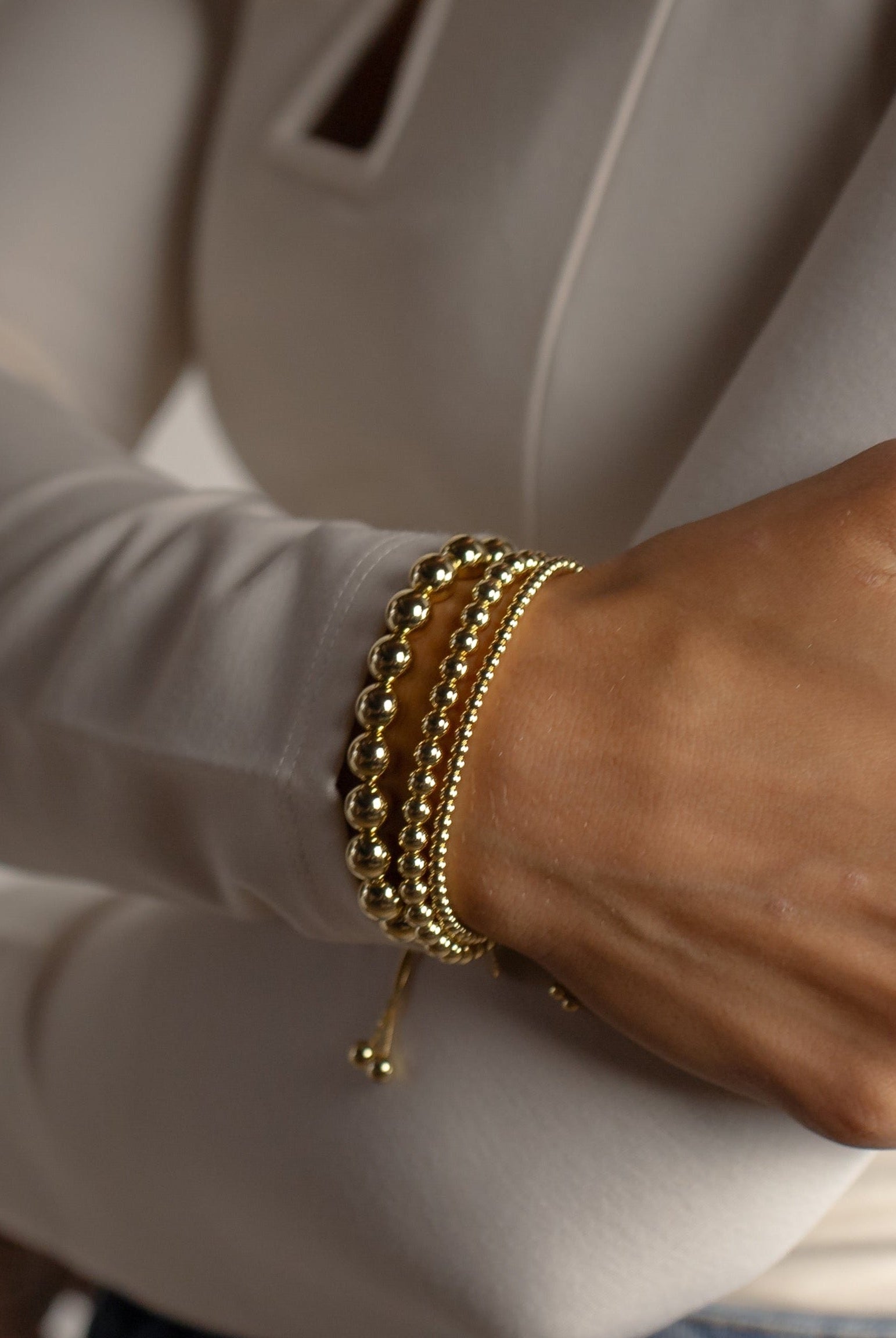 Gold Adjustable Bracelet in 8mm-Bracelets-The Sis Kiss®-Urban Threadz Boutique, Women's Fashion Boutique in Saugatuck, MI