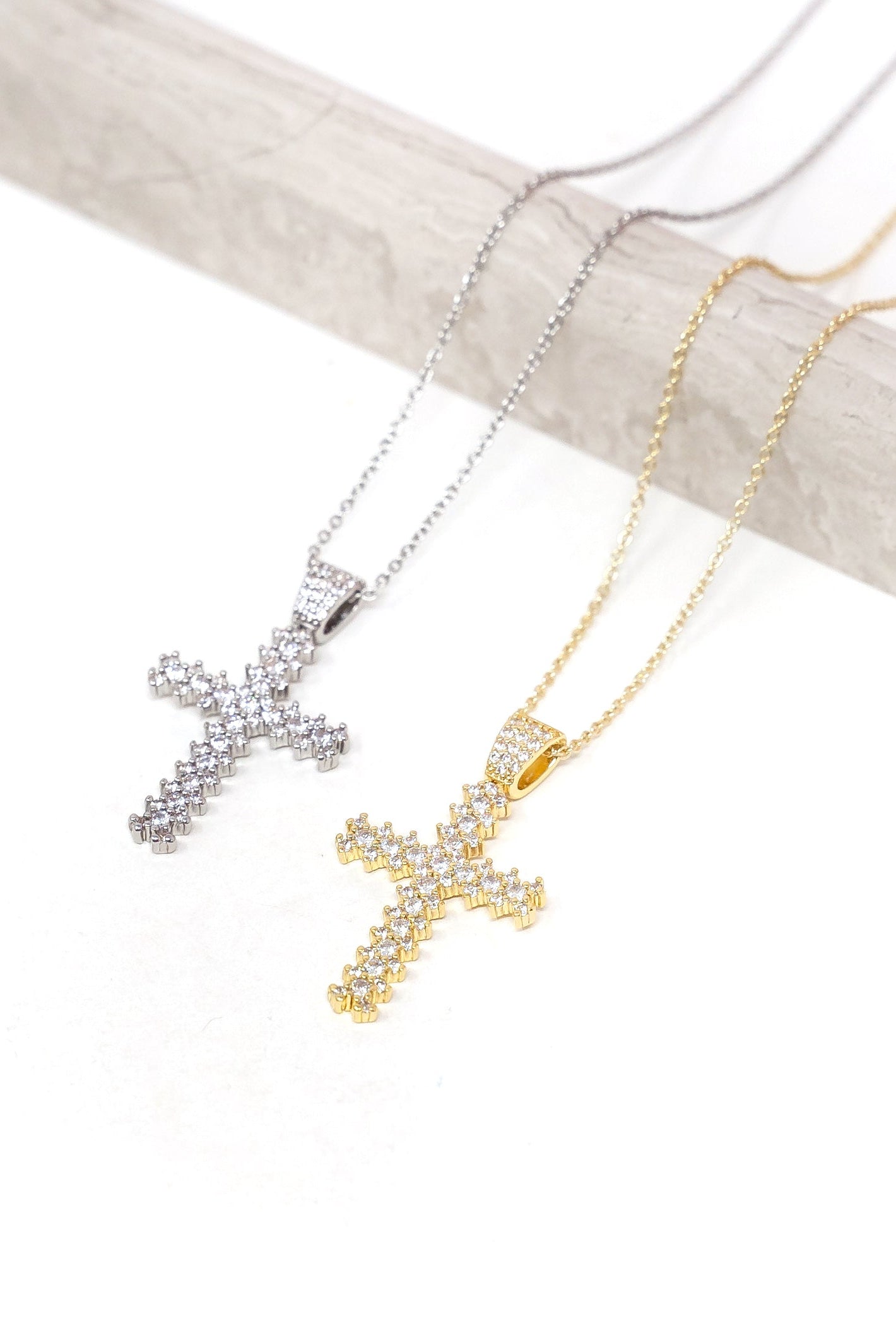 Crystal Cross Necklace-Necklace-The Sis Kiss®-Urban Threadz Boutique, Women's Fashion Boutique in Saugatuck, MI