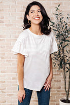 Hand to Hold Lace Detail Striped Top-Short Sleeves-Ave Shops-Urban Threadz Boutique, Women's Fashion Boutique in Saugatuck, MI