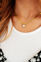 Here to Shine Gold Plated Necklace in White-Necklaces-Ave Shops-Urban Threadz Boutique, Women's Fashion Boutique in Saugatuck, MI