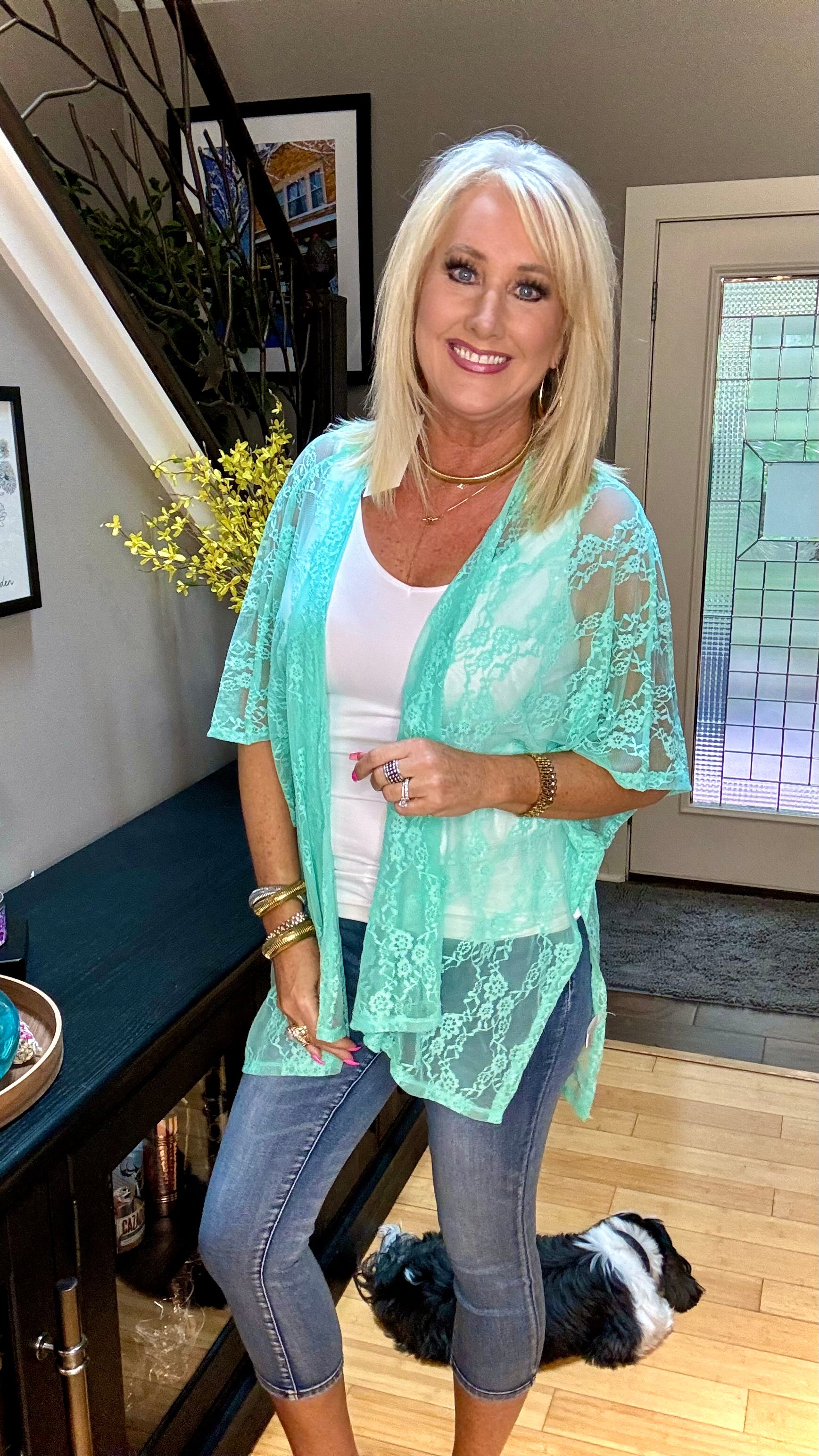 Good Days Ahead Lace Kimono In Mint-Kimonos-Ave Shops-Urban Threadz Boutique, Women's Fashion Boutique in Saugatuck, MI