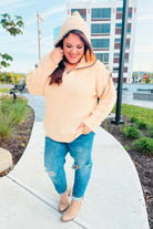 The Perfect Day Oatmeal Notched Neck Contrast Stitch Knit Hoodie-Sweaters-Haptics-Urban Threadz Boutique, Women's Fashion Boutique in Saugatuck, MI