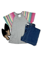 (06-05-24 Wednesday) Taste The Rainbow - Raglan-Short Sleeves-Boutique Simplified-Urban Threadz Boutique, Women's Fashion Boutique in Saugatuck, MI