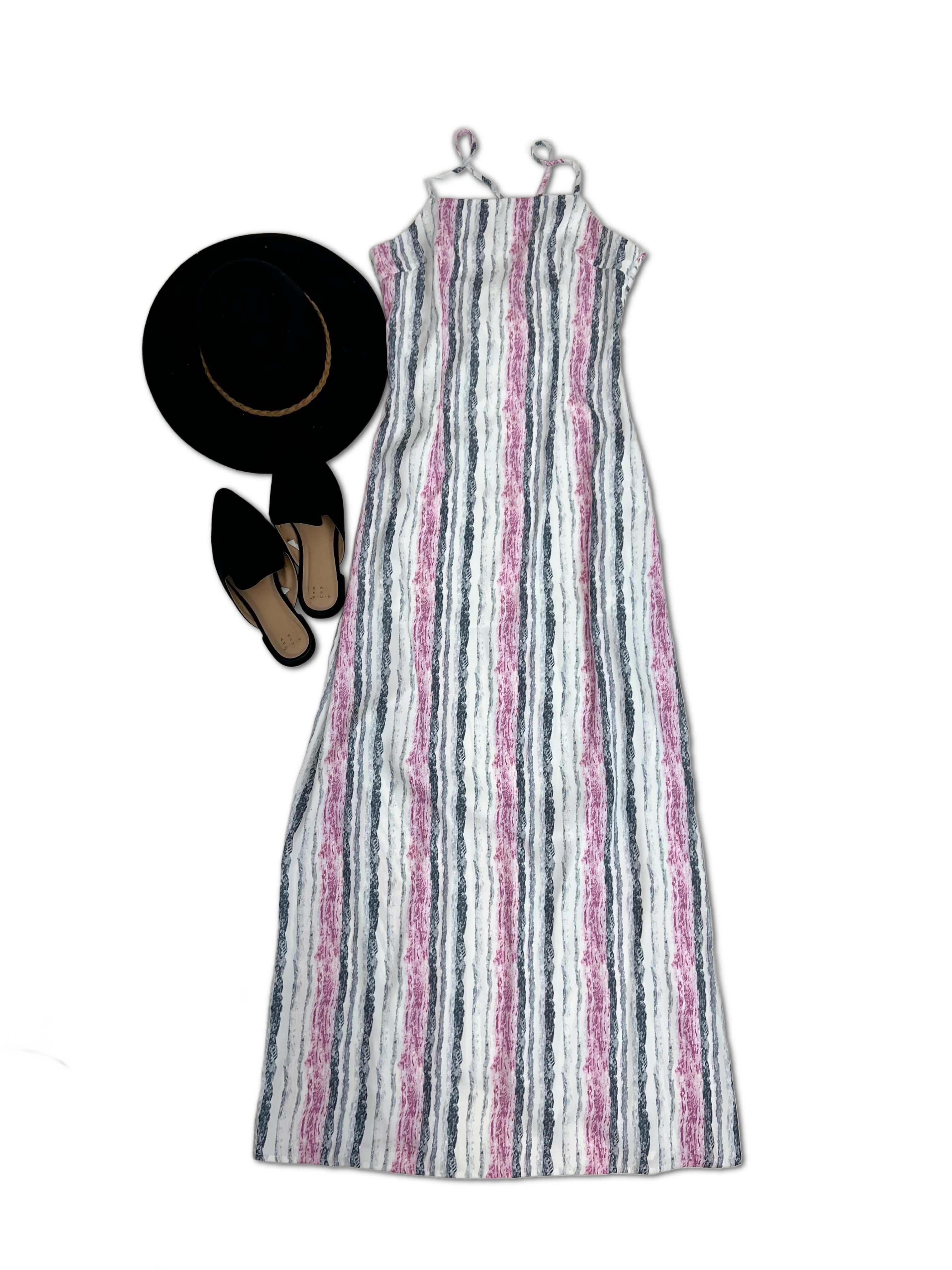 Watercolor Striped Maxi - Plum-Maxi Dresses-OOTD Boutique Simplified-Urban Threadz Boutique, Women's Fashion Boutique in Saugatuck, MI