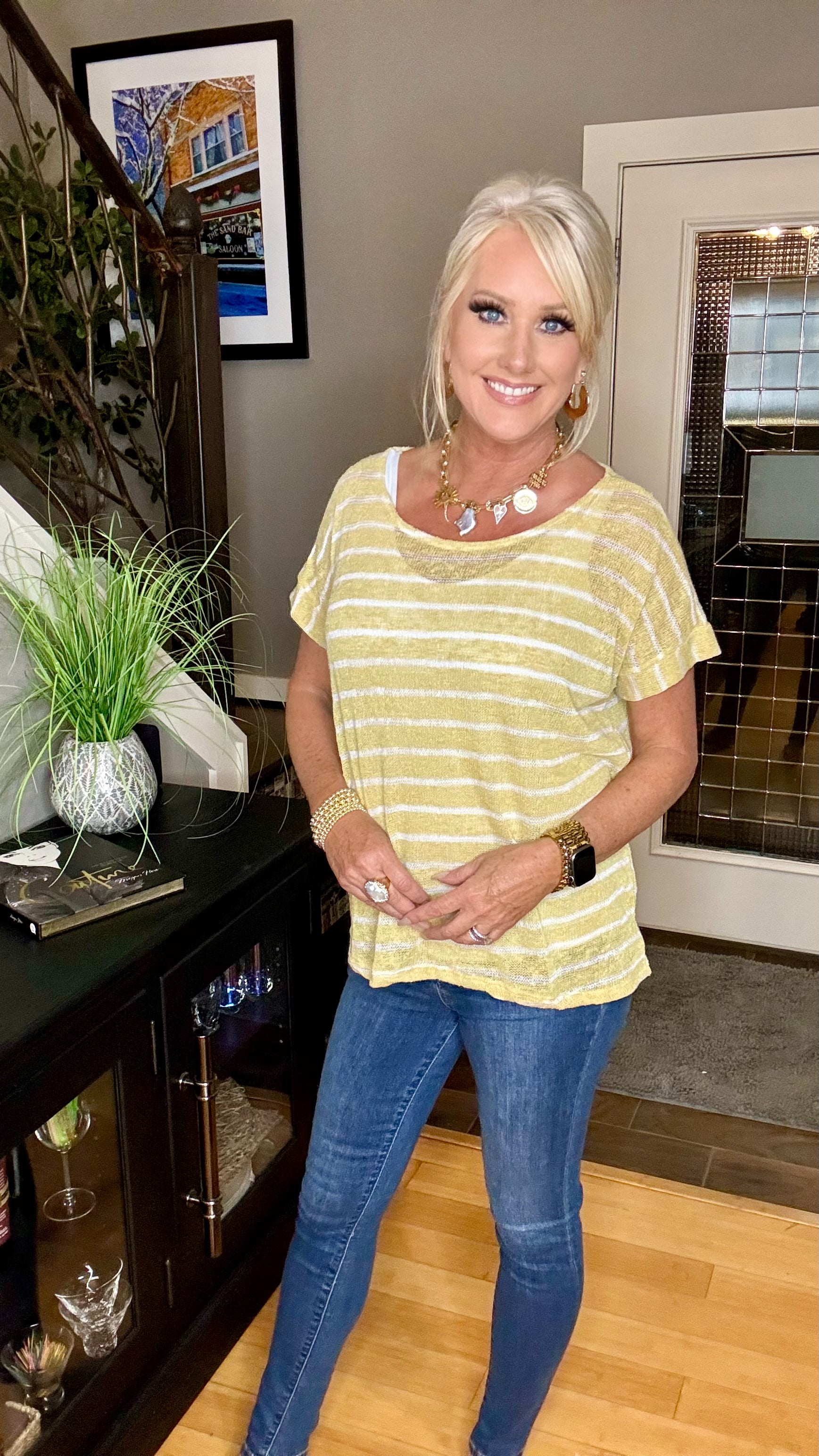 Simply Sweet Striped Top-Short Sleeves-Ave Shops-Urban Threadz Boutique, Women's Fashion Boutique in Saugatuck, MI