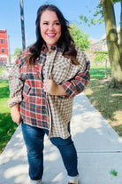 Rust & Taupe Plaid Color Block Shacket-Shackets-Haptics-Urban Threadz Boutique, Women's Fashion Boutique in Saugatuck, MI