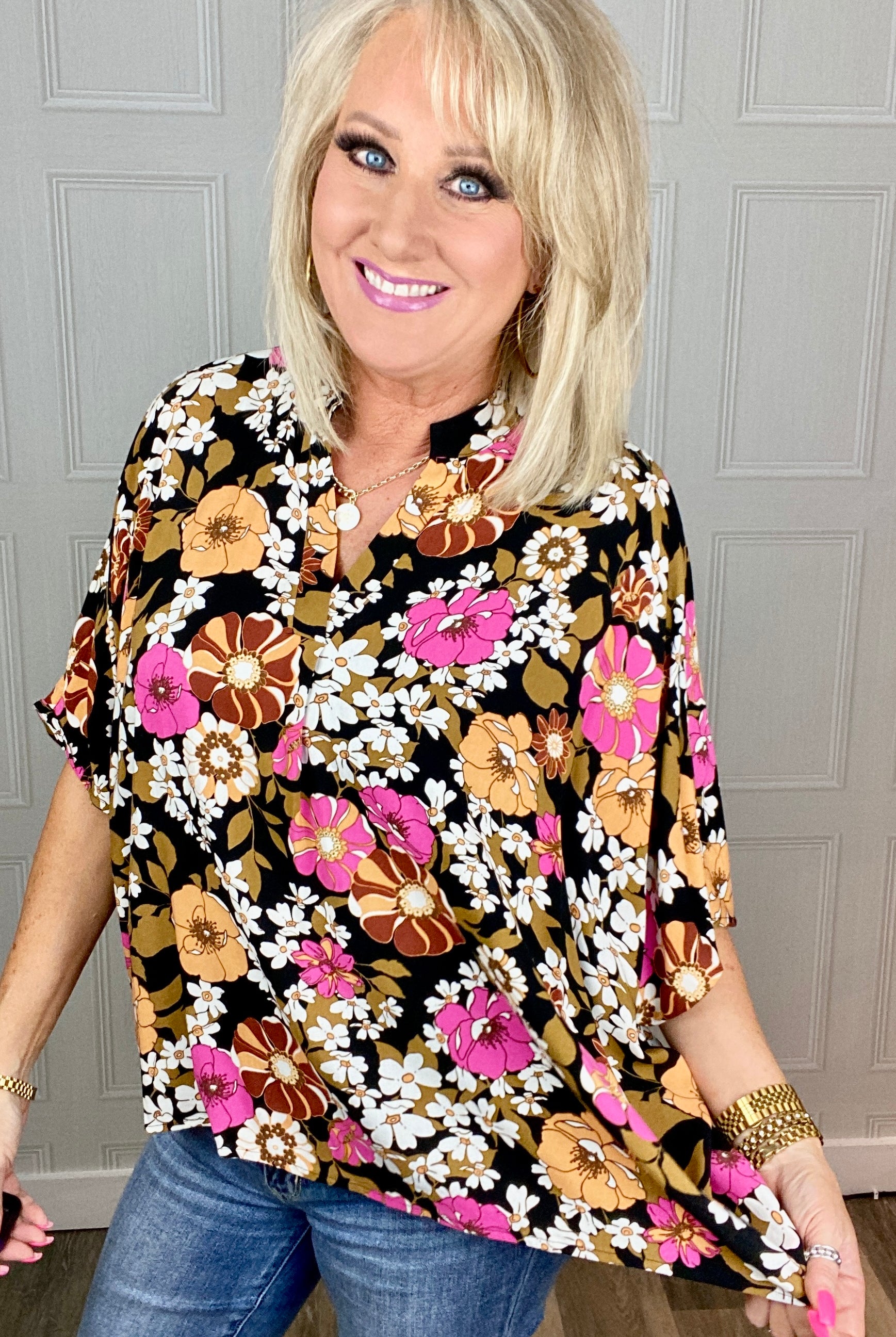 Take Another Chance Floral Print Top-Short Sleeves-Ave Shops-Urban Threadz Boutique, Women's Fashion Boutique in Saugatuck, MI