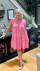 Remember Me Pink Zebra Print Tiered Ruffle Sleeve Woven Dress-Haptics-Urban Threadz Boutique, Women's Fashion Boutique in Saugatuck, MI