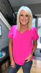 Belong Together Puff Sleeve Blouse-Short Sleeves-Ave Shops-Urban Threadz Boutique, Women's Fashion Boutique in Saugatuck, MI