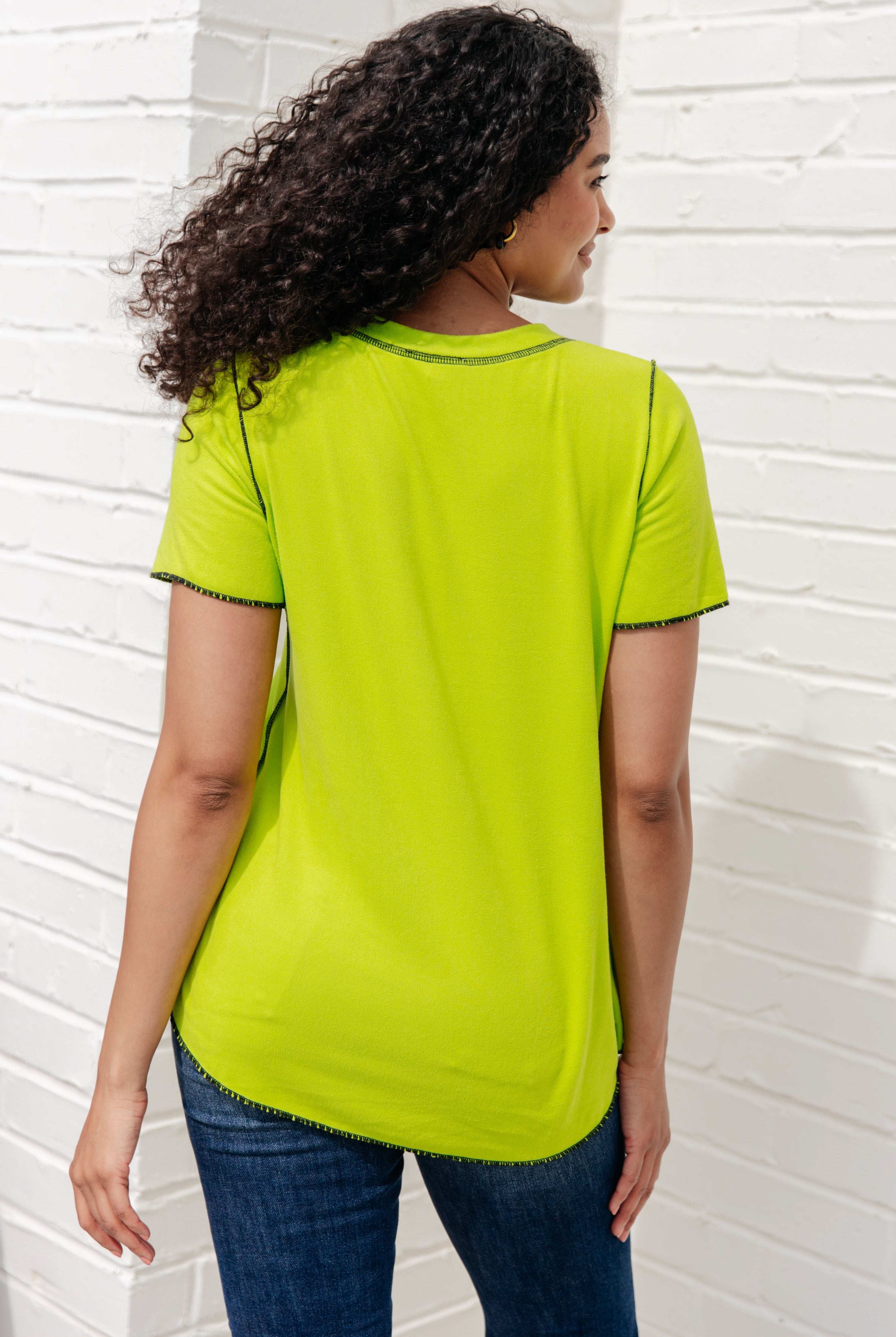 Lemons and Limes Contrast Top-Short Sleeves-Ave Shops-Urban Threadz Boutique, Women's Fashion Boutique in Saugatuck, MI