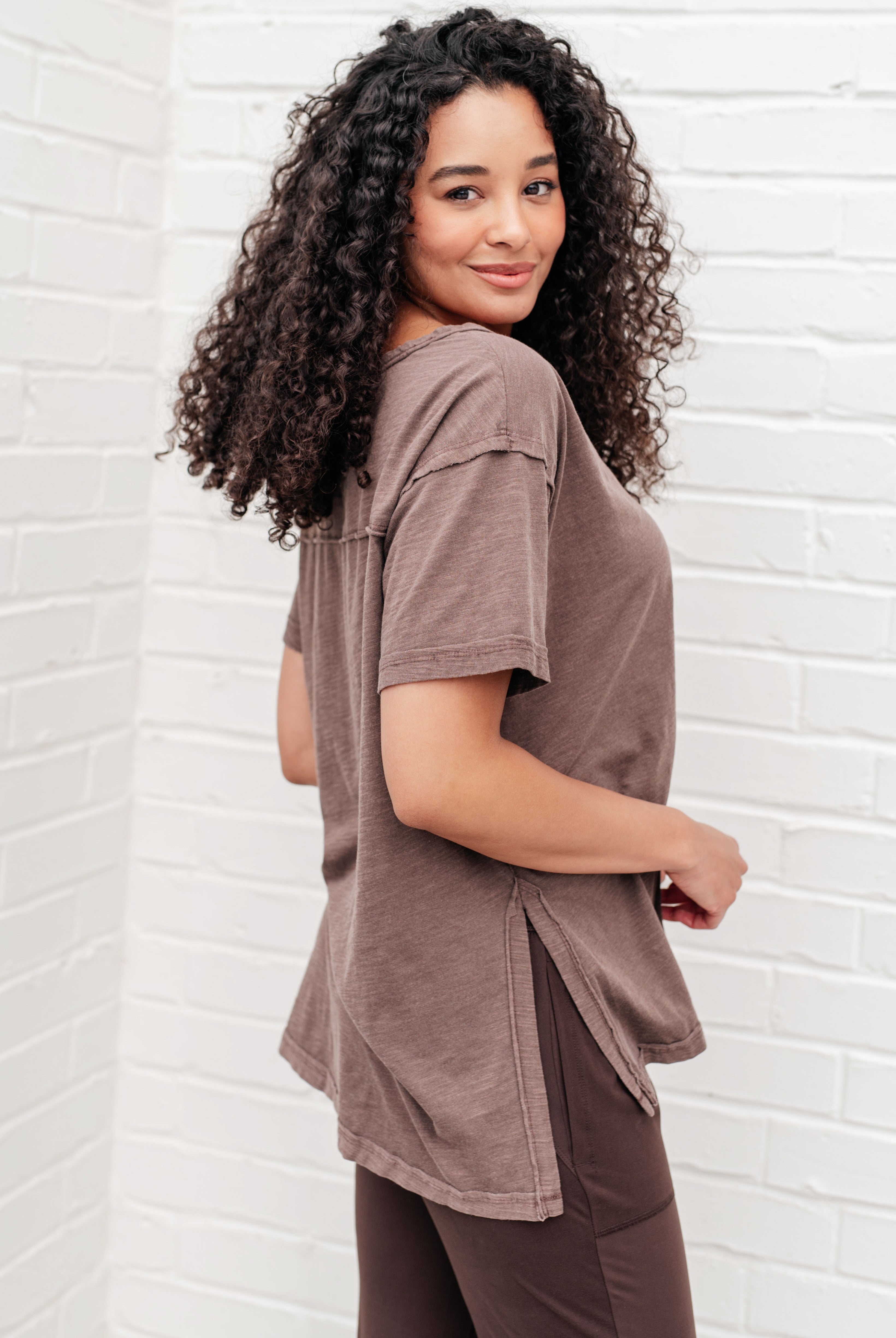 Let Me Live Relaxed Tee in Brown-Tops-Ave Shops-Urban Threadz Boutique, Women's Fashion Boutique in Saugatuck, MI