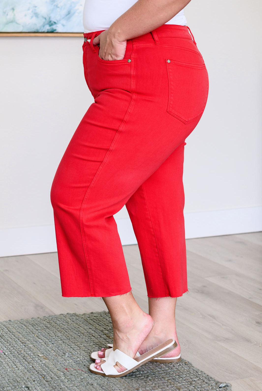 Lisa High Rise Control Top Wide Leg Crop Jeans in Red-Jeans-Ave Shops-Urban Threadz Boutique, Women's Fashion Boutique in Saugatuck, MI
