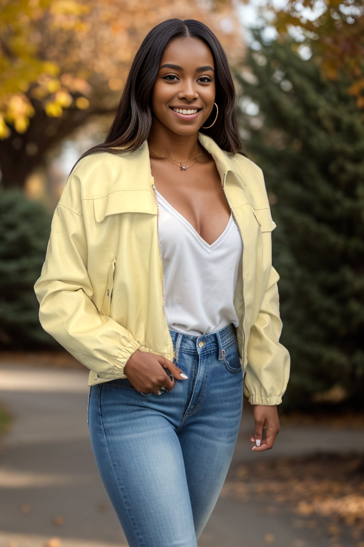 Little Ray of Sunshine - Leather Jacket-Coats & Jackets-Boutique Simplified-Urban Threadz Boutique, Women's Fashion Boutique in Saugatuck, MI