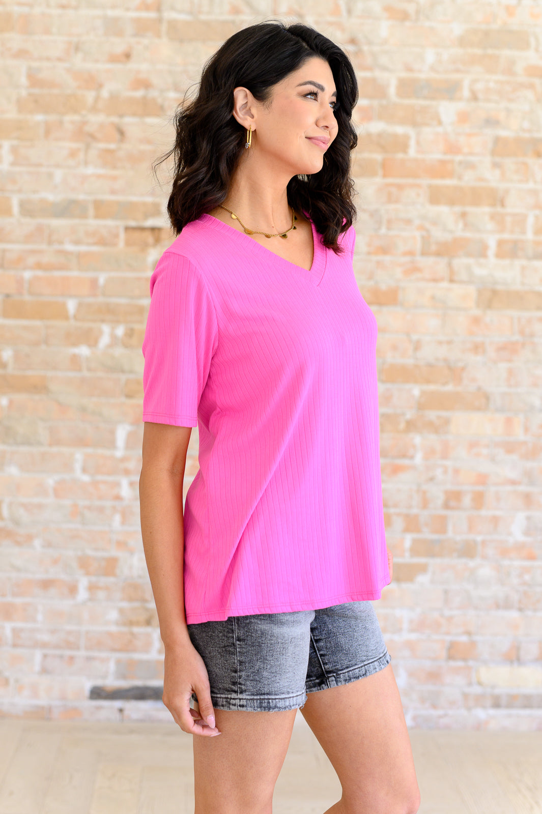Lonesome Valley V-Neck Ribbed Top-Short Sleeves-Ave Shops-Urban Threadz Boutique, Women's Fashion Boutique in Saugatuck, MI