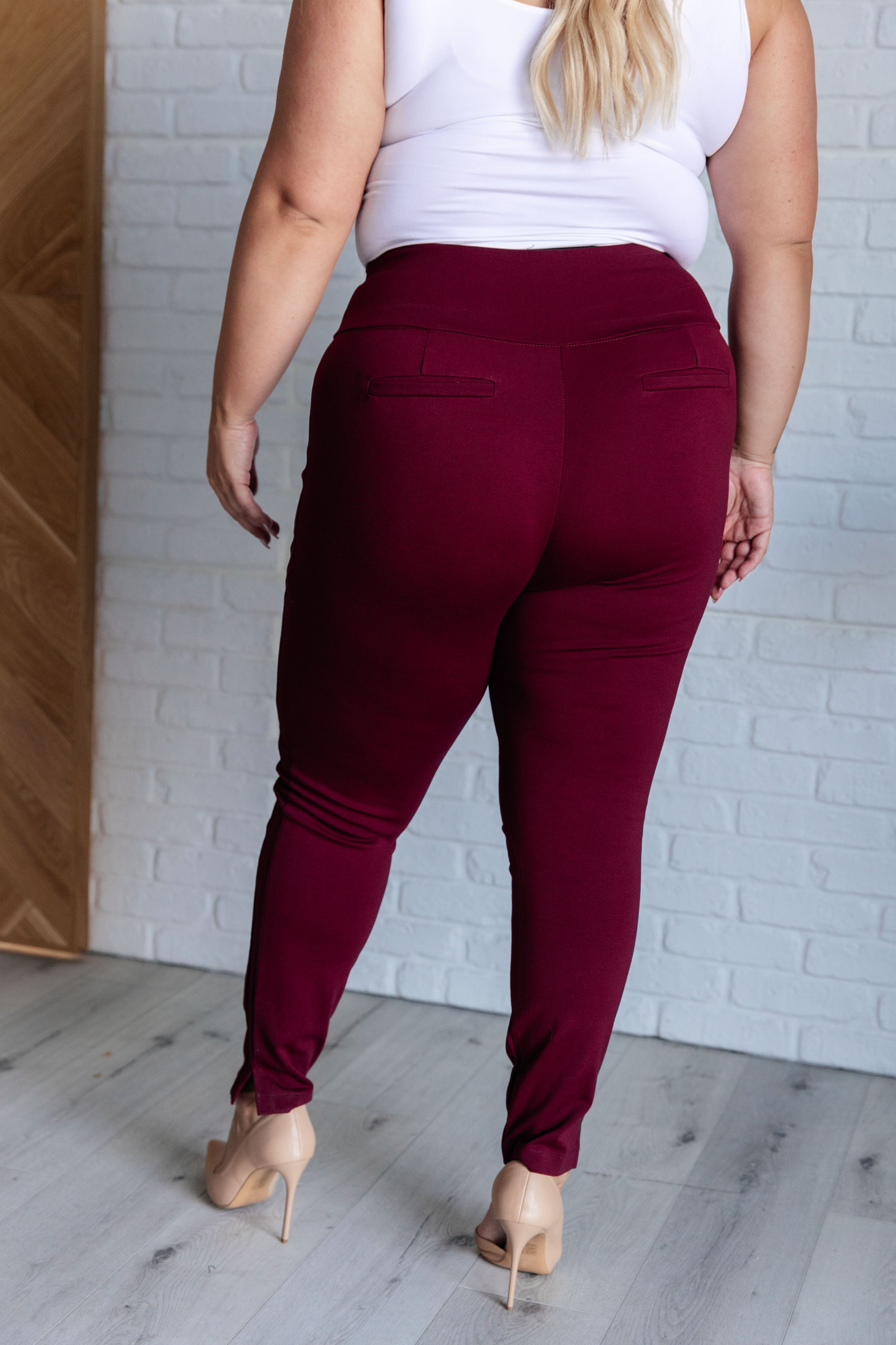 Dear Scarlett Magic Skinny 28" Pants in Wine-Bottoms-Ave Shops-Urban Threadz Boutique, Women's Fashion Boutique in Saugatuck, MI