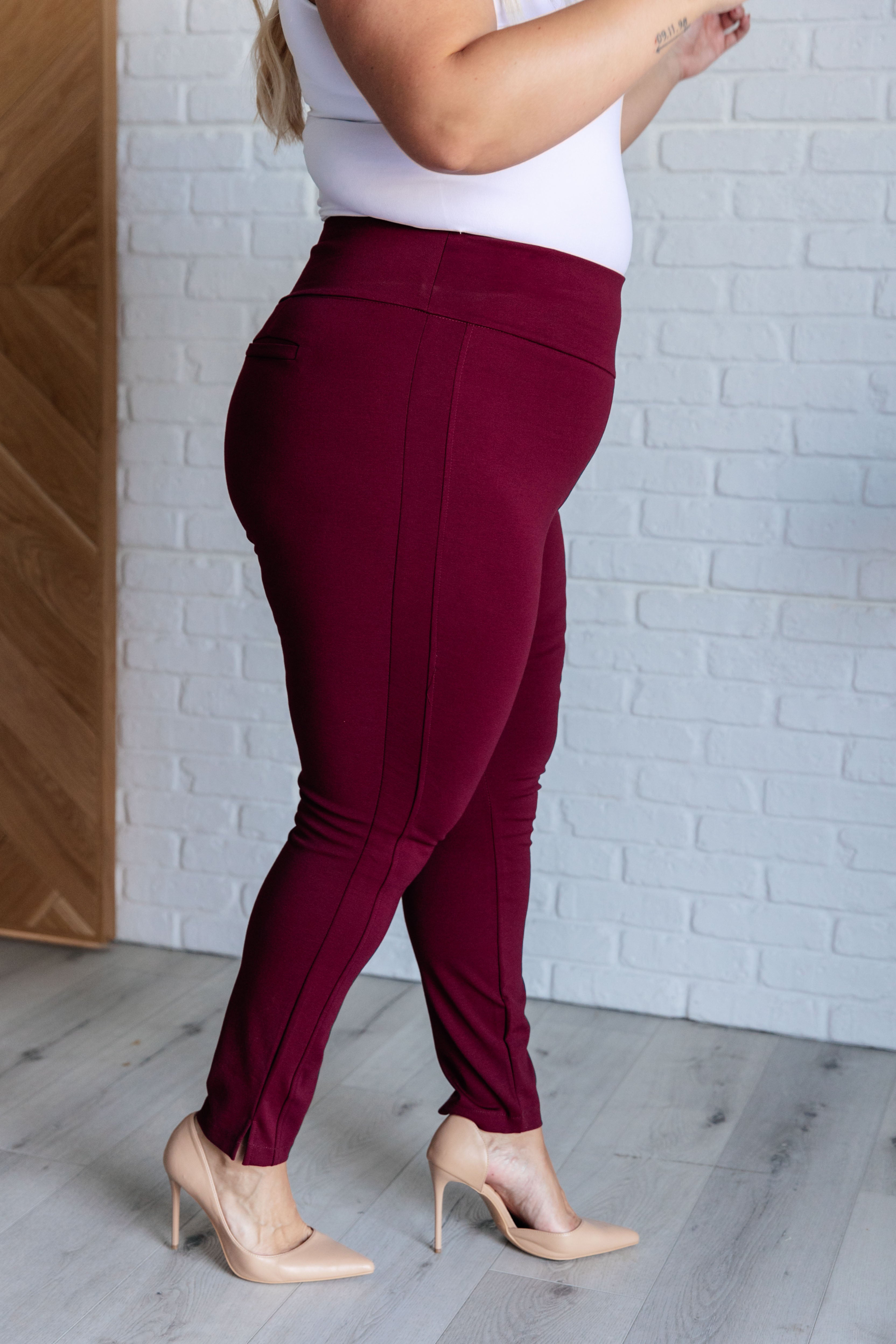 Dear Scarlett Magic Skinny 28" Pants in Wine-Bottoms-Ave Shops-Urban Threadz Boutique, Women's Fashion Boutique in Saugatuck, MI