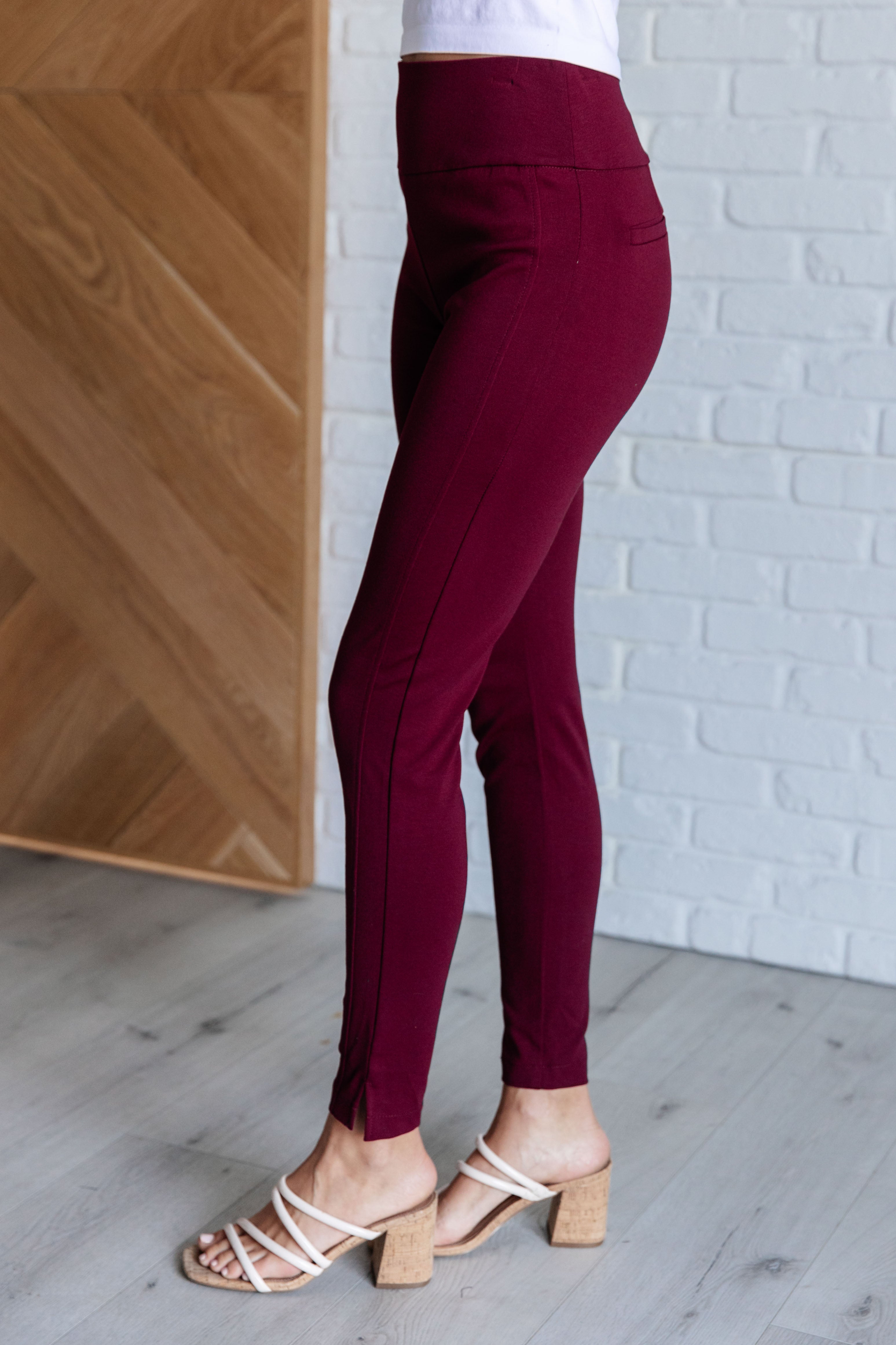 Dear Scarlett Magic Skinny 28" Pants in Wine-Bottoms-Ave Shops-Urban Threadz Boutique, Women's Fashion Boutique in Saugatuck, MI