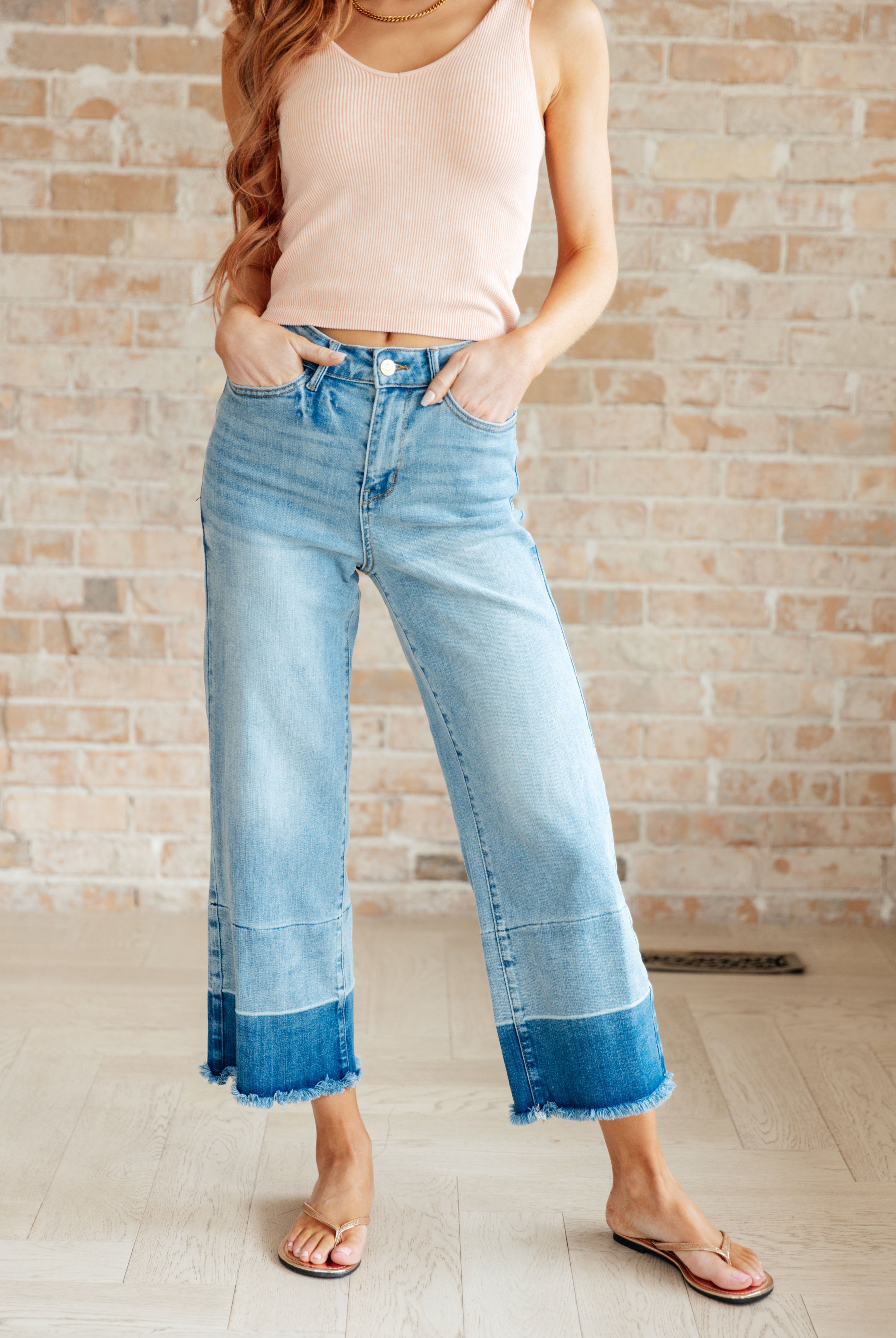 Olivia High Rise Wide Leg Crop Jeans in Medium Wash-Jeans-Ave Shops-Urban Threadz Boutique, Women's Fashion Boutique in Saugatuck, MI