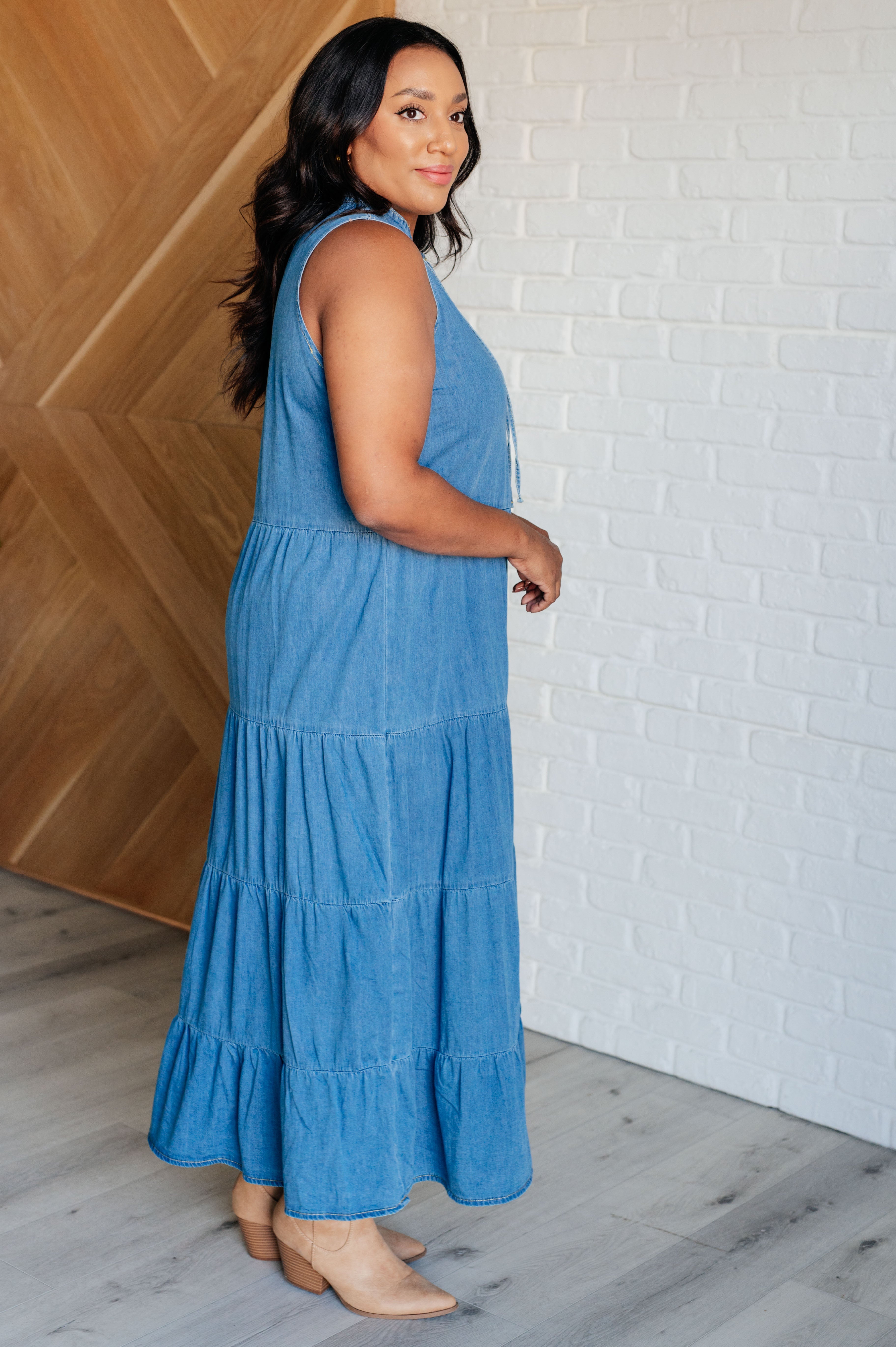 Perfect Choice Denim Maxi Dress-Dresses-Ave Shops-Urban Threadz Boutique, Women's Fashion Boutique in Saugatuck, MI