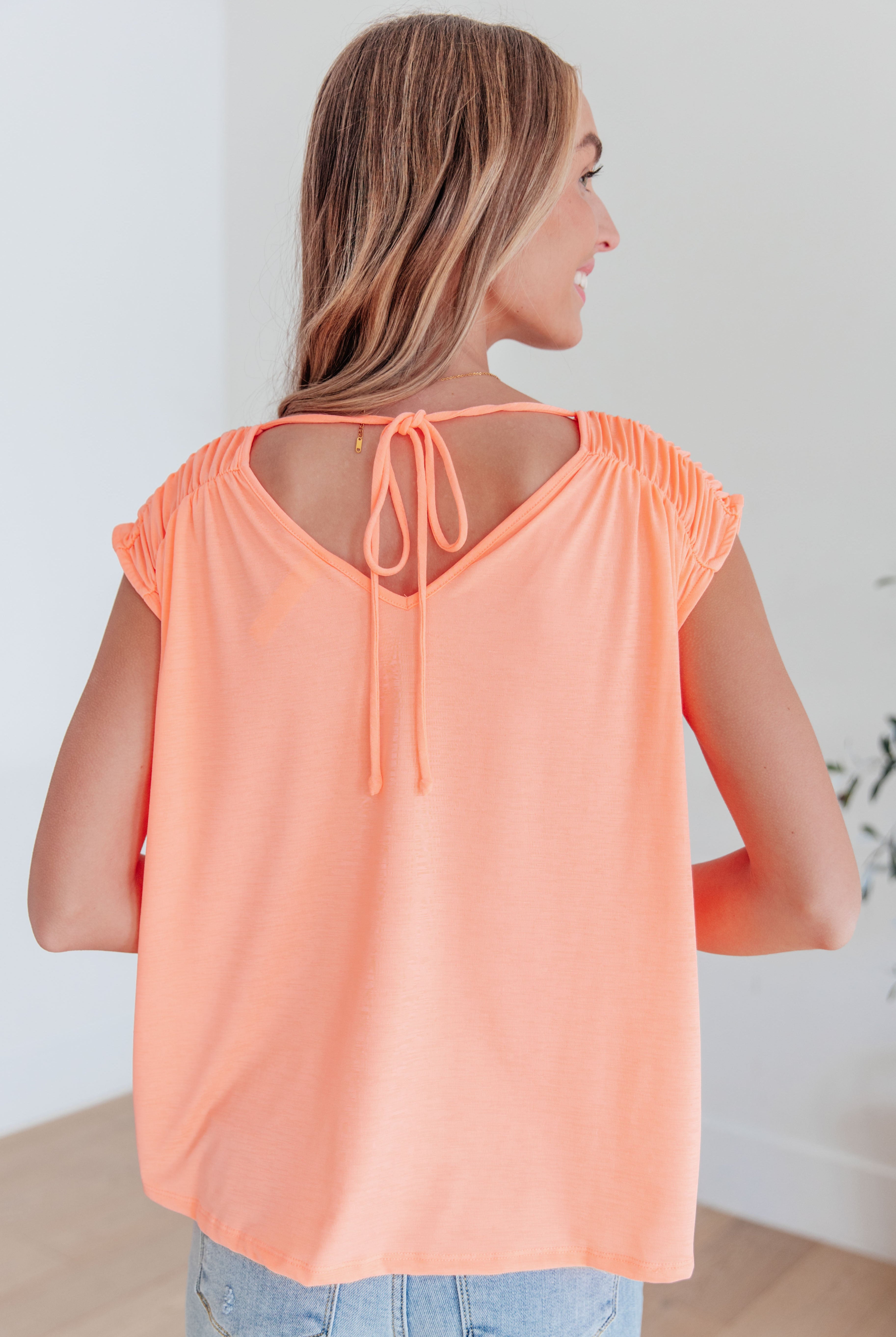 Ruched Cap Sleeve Top in Neon Orange-Womens-Ave Shops-Urban Threadz Boutique, Women's Fashion Boutique in Saugatuck, MI