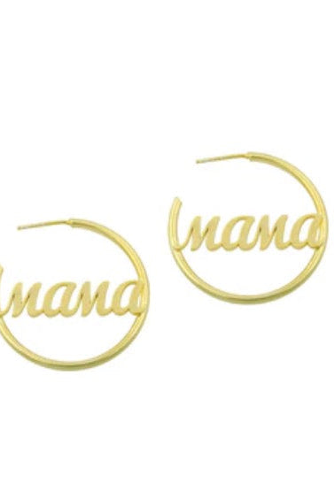 Mama Graphic Script Hoop Earrings-The Sis Kiss®-Urban Threadz Boutique, Women's Fashion Boutique in Saugatuck, MI