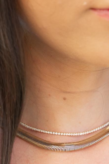 Liquid Herringbone Necklace in Gold-Necklaces-The Sis Kiss®-Urban Threadz Boutique, Women's Fashion Boutique in Saugatuck, MI