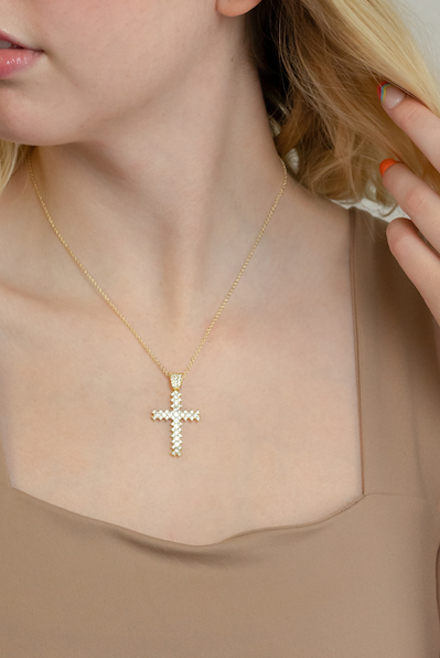 Crystal Cross Necklace-Necklace-The Sis Kiss®-Urban Threadz Boutique, Women's Fashion Boutique in Saugatuck, MI