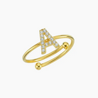 Adjustable Crystal Initial Ring-Ring-The Sis Kiss®-Urban Threadz Boutique, Women's Fashion Boutique in Saugatuck, MI