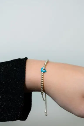 Blue Evil Eye Charm Bracelet-Bracelets-The Sis Kiss®-Urban Threadz Boutique, Women's Fashion Boutique in Saugatuck, MI