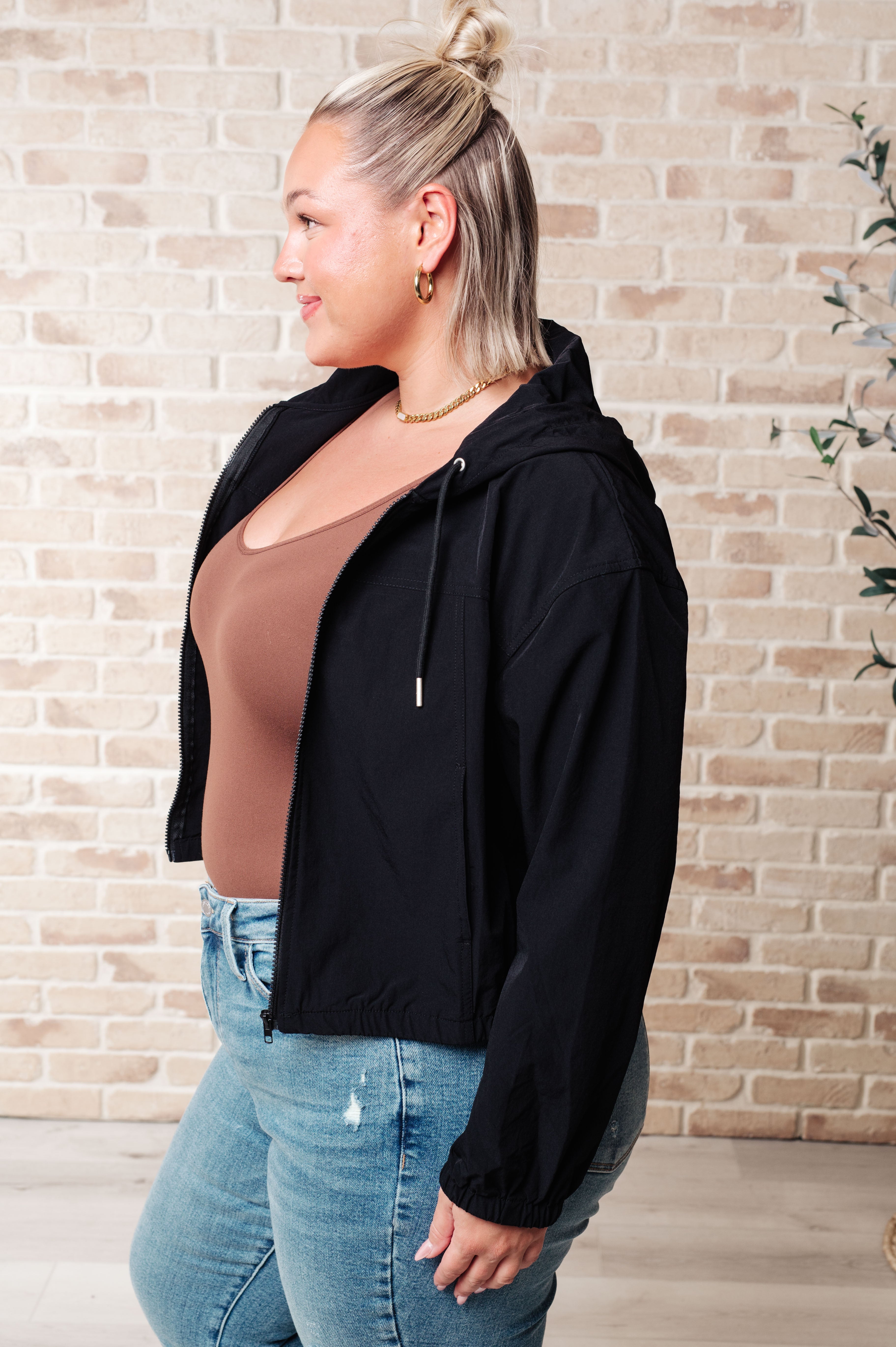 Sky of Only Clouds Zip Up in Black-Coats & Jackets-Ave Shops-Urban Threadz Boutique, Women's Fashion Boutique in Saugatuck, MI