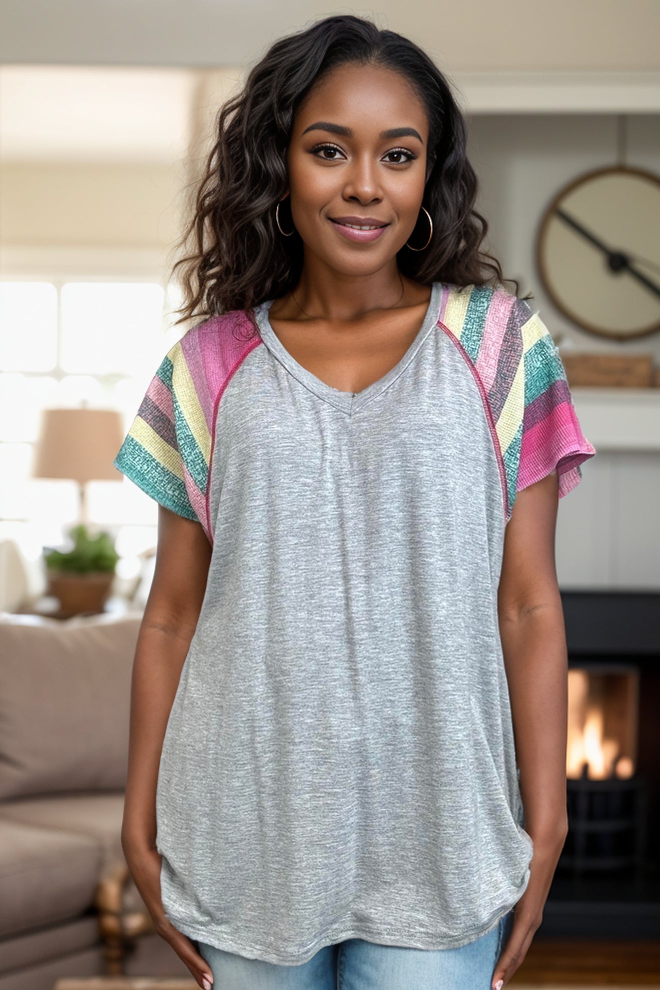 (06-05-24 Wednesday) Taste The Rainbow - Raglan-Short Sleeves-Boutique Simplified-Urban Threadz Boutique, Women's Fashion Boutique in Saugatuck, MI