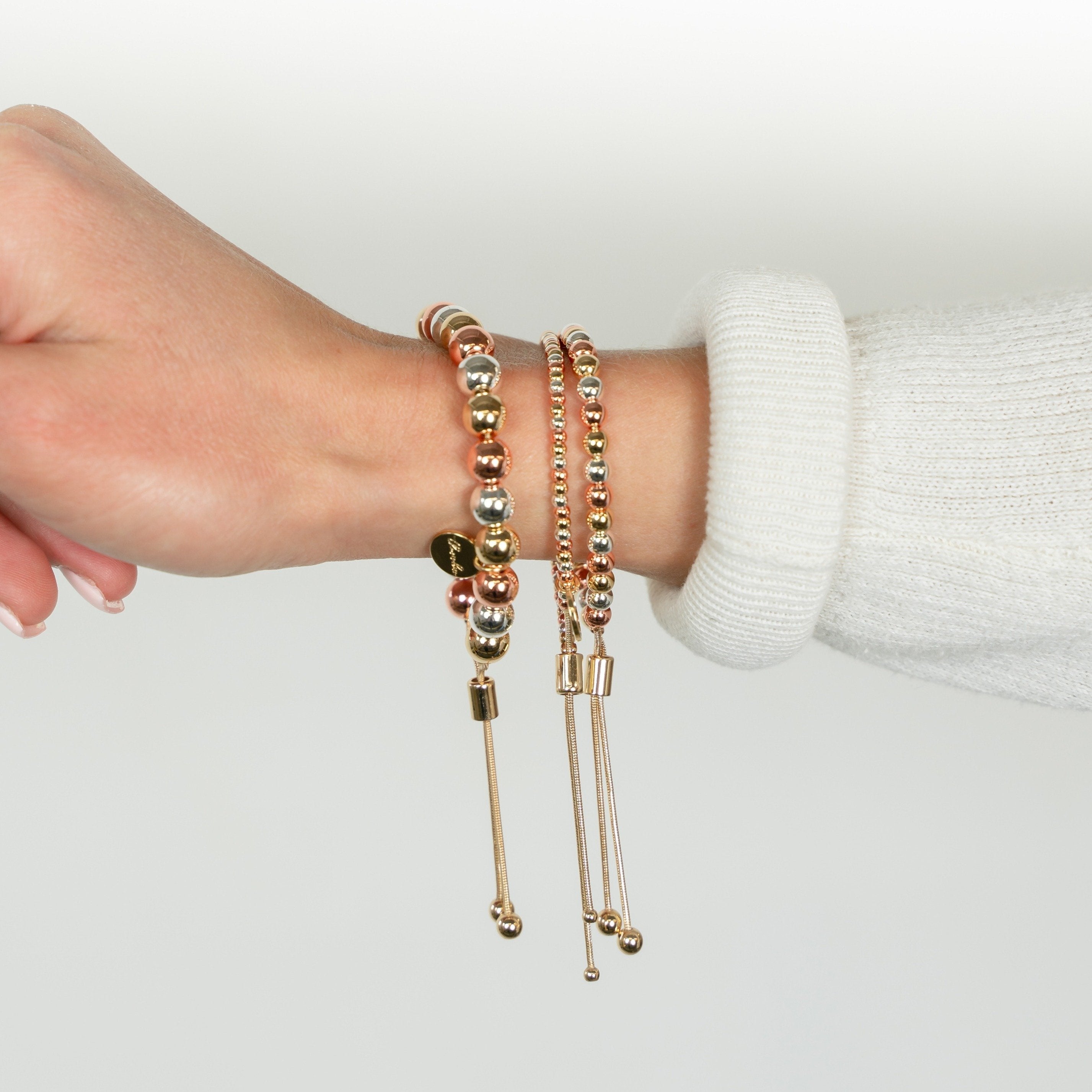 Tri Tone Adjustable Bracelet in 5mm-Bracelets-The Sis Kiss®-Urban Threadz Boutique, Women's Fashion Boutique in Saugatuck, MI