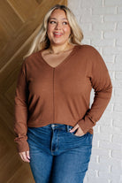 V-Neck Front Seam Sweater in Deep Camel-Sweaters-Ave Shops-Urban Threadz Boutique, Women's Fashion Boutique in Saugatuck, MI