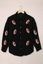 Sequin Football Button Up Long Sleeve Jacket-Jackets-Trendsi-Urban Threadz Boutique, Women's Fashion Boutique in Saugatuck, MI