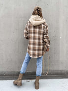 Plaid Dropped Shoulder Hooded Jacket-Coats & Jackets-Trendsi-Urban Threadz Boutique, Women's Fashion Boutique in Saugatuck, MI