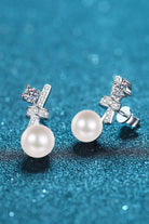 Pearl Moissanite Stud Earrings-Trendsi-Urban Threadz Boutique, Women's Fashion Boutique in Saugatuck, MI