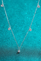 Moissanite Rhodium-Plated Necklace-Trendsi-Urban Threadz Boutique, Women's Fashion Boutique in Saugatuck, MI