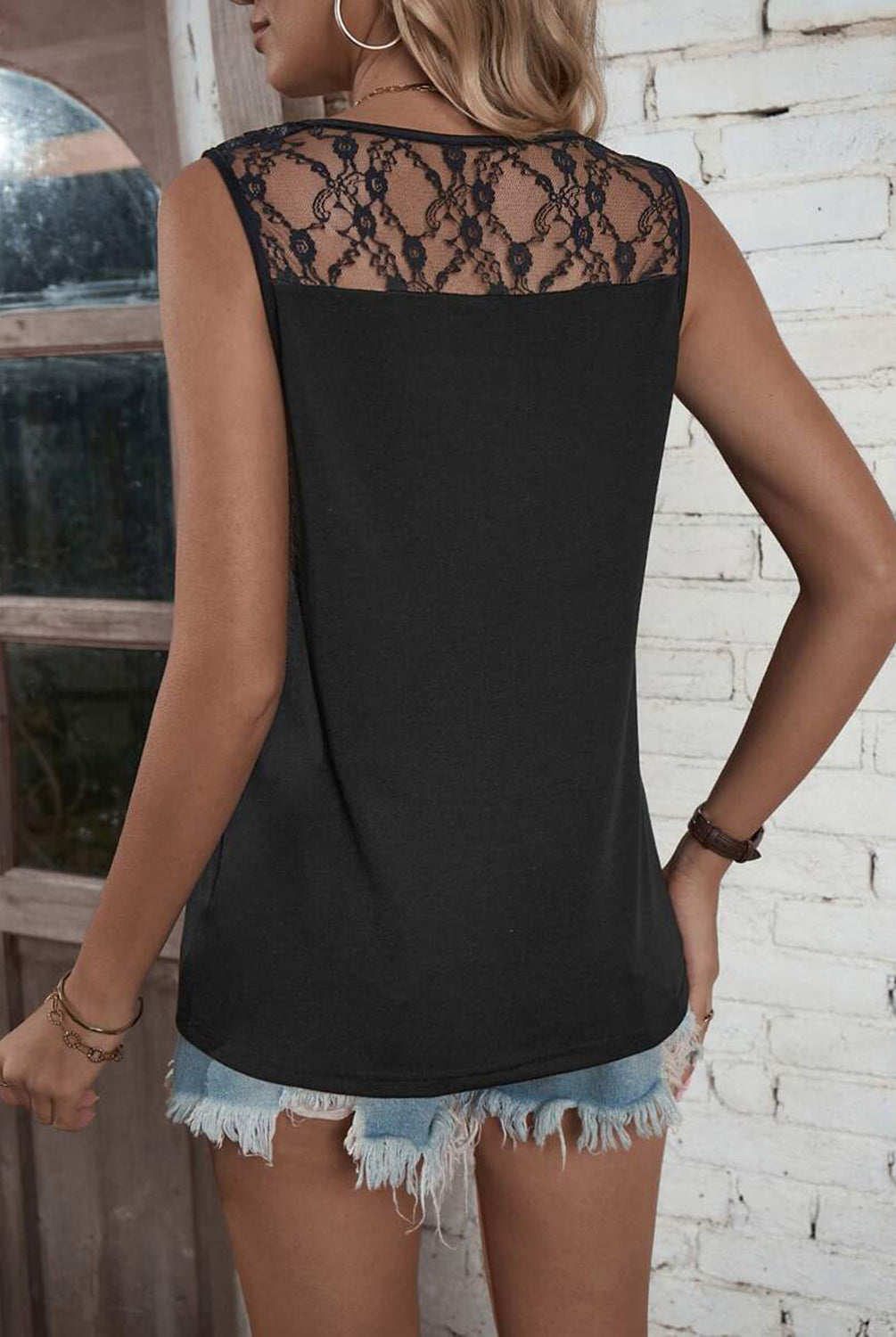 Lace Detail V-Neck Tank-Trendsi-Urban Threadz Boutique, Women's Fashion Boutique in Saugatuck, MI