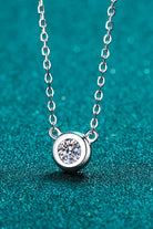 Moissanite Round Pendant Chain Necklace-Trendsi-Urban Threadz Boutique, Women's Fashion Boutique in Saugatuck, MI