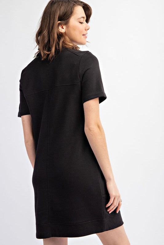 Casual Short Sleeve Dress in Black-Dresses-Ave Shops-Urban Threadz Boutique, Women's Fashion Boutique in Saugatuck, MI