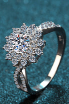 Moissanite Flower-Shape Split Shank Ring-Trendsi-Urban Threadz Boutique, Women's Fashion Boutique in Saugatuck, MI