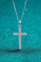 Moissanite Cross Pendant Chain Necklace-Trendsi-Urban Threadz Boutique, Women's Fashion Boutique in Saugatuck, MI